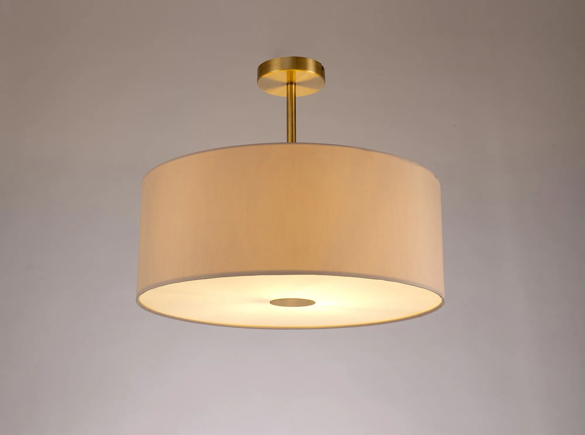 Baymont 50cm Semi Flush 1 Light Antique Brass, Nude Beige/Moonlight, Frosted Diffuser DK0184  Deco Baymont AB NU